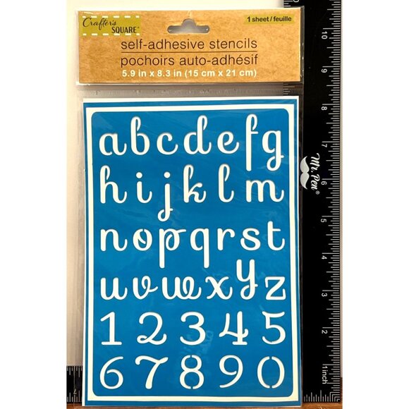 Crafters Square Other - Self-Adhesive Lowercase Alphabet & Numbers Stencil For Crafting Projects